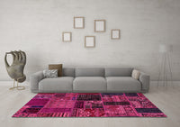 Machine Washable Oriental Pink Modern Rug, wshabs5650pnk