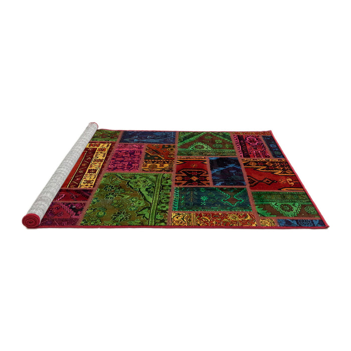 Sideview of Machine Washable Abstract Burgundy Red Rug, wshabs5651