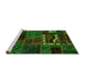 Sideview of Machine Washable Oriental Green Modern Area Rugs, wshabs5651grn