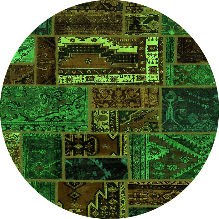 Round Oriental Green Modern Rug, abs5651grn