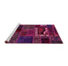 Sideview of Machine Washable Oriental Pink Modern Rug, wshabs5651pnk