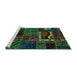 Sideview of Machine Washable Oriental Turquoise Modern Area Rugs, wshabs5651turq