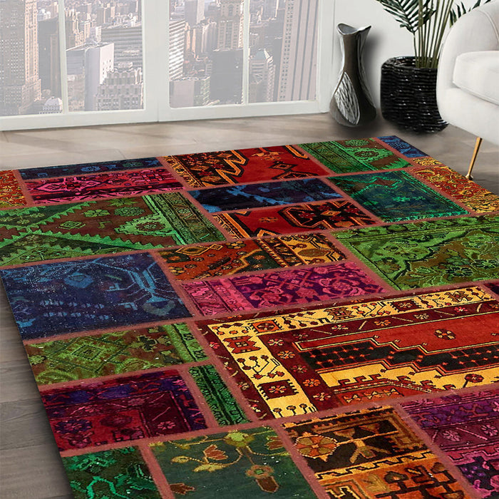 Machine Washable Abstract Burgundy Red Rug in a Family Room, wshabs5651