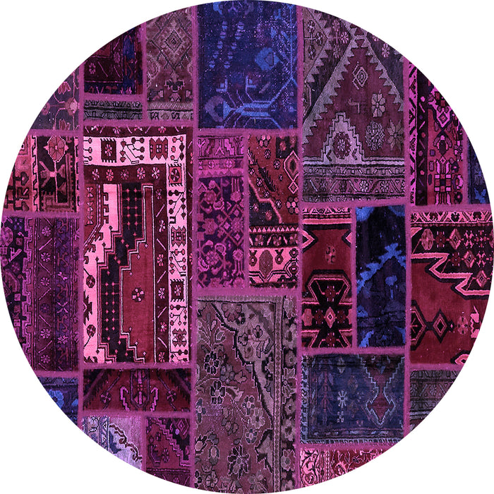 Round Machine Washable Oriental Purple Modern Area Rugs, wshabs5651pur