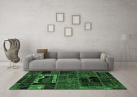 Machine Washable Oriental Emerald Green Modern Rug, wshabs5651emgrn