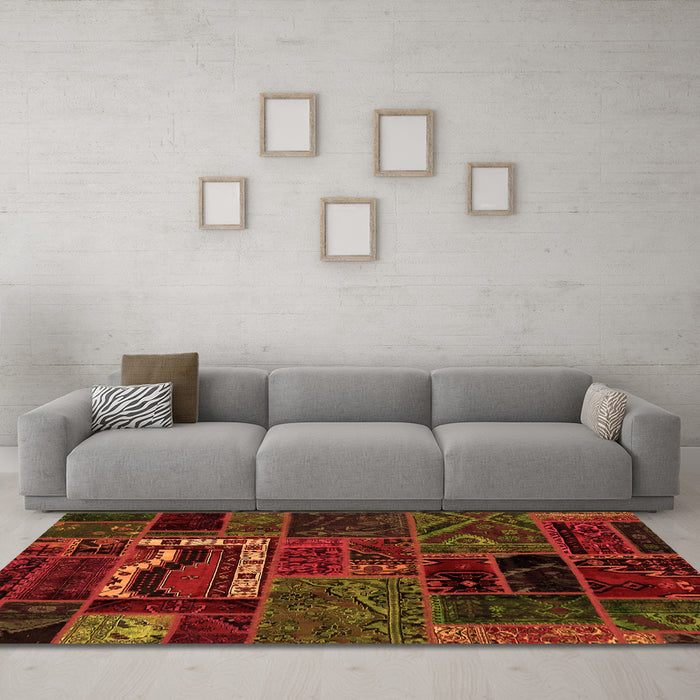 Machine Washable Oriental Orange Modern Area Rugs in a Living Room, wshabs5651org