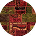 Round Machine Washable Oriental Orange Modern Area Rugs, wshabs5651org