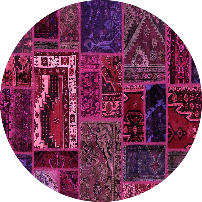 Round Oriental Pink Modern Rug, abs5651pnk