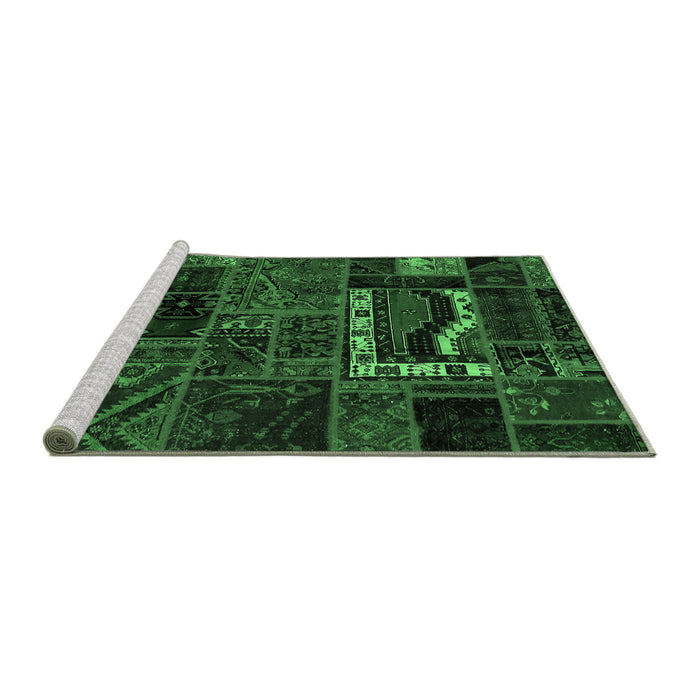 Sideview of Machine Washable Oriental Emerald Green Modern Area Rugs, wshabs5651emgrn