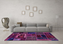Machine Washable Oriental Purple Modern Area Rugs in a Living Room, wshabs5651pur
