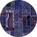 Round Oriental Blue Modern Rug, abs5651blu