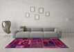 Machine Washable Oriental Pink Modern Rug in a Living Room, wshabs5651pnk