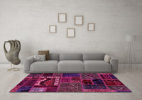 Machine Washable Oriental Pink Modern Rug, wshabs5651pnk