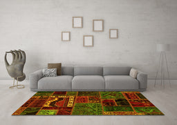 Machine Washable Oriental Yellow Modern Rug in a Living Room, wshabs5651yw