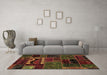 Machine Washable Oriental Brown Modern Rug in a Living Room,, wshabs5651brn