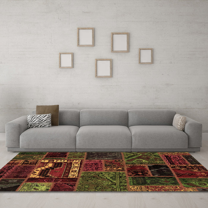 Machine Washable Oriental Brown Modern Rug in a Living Room,, wshabs5651brn