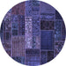 Round Oriental Blue Modern Rug, abs5652blu