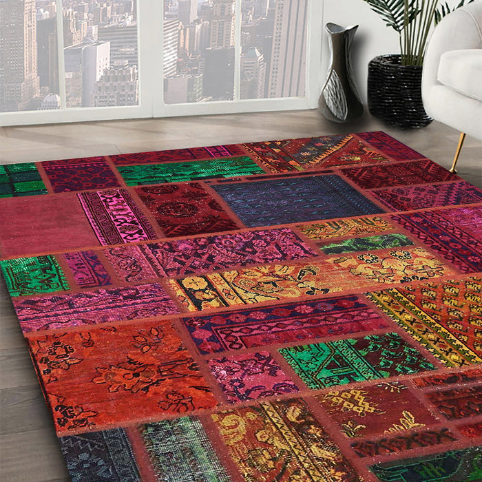 Machine Washable Abstract Chestnut Brown Rug in a Family Room, wshabs5652