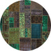 Round Oriental Turquoise Modern Rug, abs5652turq