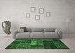 Machine Washable Oriental Emerald Green Modern Area Rugs in a Living Room,, wshabs5652emgrn