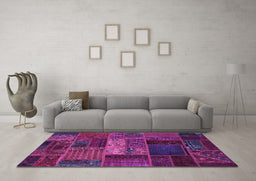 Machine Washable Oriental Purple Modern Area Rugs in a Living Room, wshabs5652pur