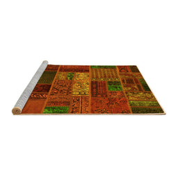 Sideview of Machine Washable Oriental Yellow Modern Rug, wshabs5652yw