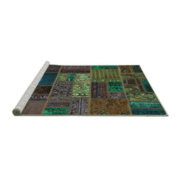 Sideview of Machine Washable Oriental Turquoise Modern Area Rugs, wshabs5652turq