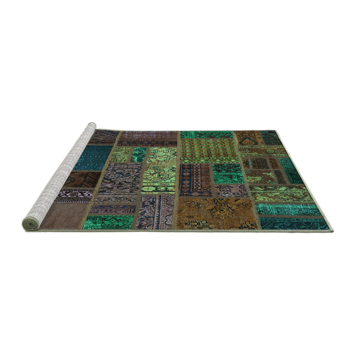 Sideview of Machine Washable Oriental Turquoise Modern Area Rugs, wshabs5652turq