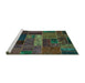 Sideview of Machine Washable Oriental Turquoise Modern Area Rugs, wshabs5652turq