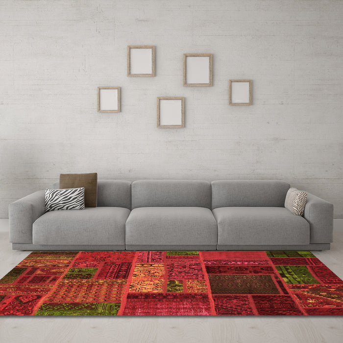 Machine Washable Oriental Orange Modern Area Rugs in a Living Room, wshabs5652org