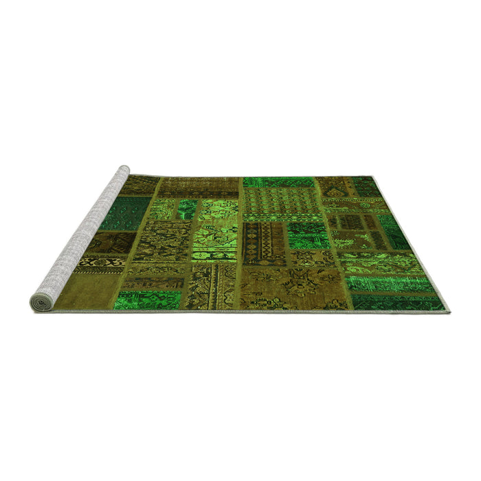 Sideview of Machine Washable Oriental Green Modern Area Rugs, wshabs5652grn