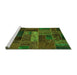 Sideview of Machine Washable Oriental Green Modern Area Rugs, wshabs5652grn