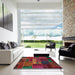 Square Machine Washable Abstract Chestnut Brown Rug in a Living Room, wshabs5652