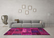 Machine Washable Oriental Pink Modern Rug in a Living Room, wshabs5652pnk