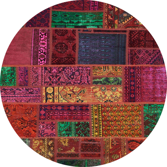 Round Machine Washable Abstract Chestnut Brown Rug, wshabs5652