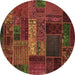 Round Oriental Brown Modern Rug, abs5652brn