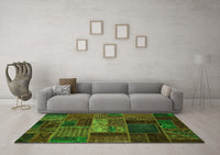 Machine Washable Oriental Green Modern Rug, wshabs5652grn