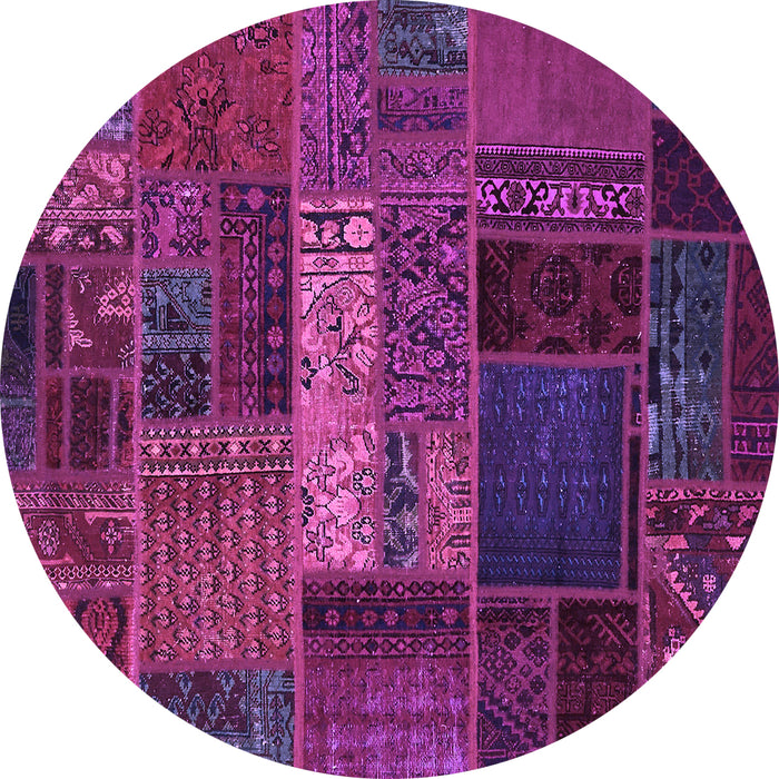 Round Machine Washable Oriental Purple Modern Area Rugs, wshabs5652pur