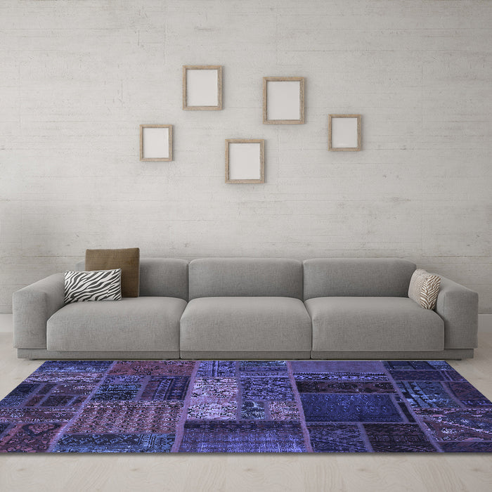 Machine Washable Oriental Blue Modern Rug in a Living Room, wshabs5652blu