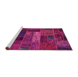 Sideview of Machine Washable Oriental Pink Modern Rug, wshabs5652pnk
