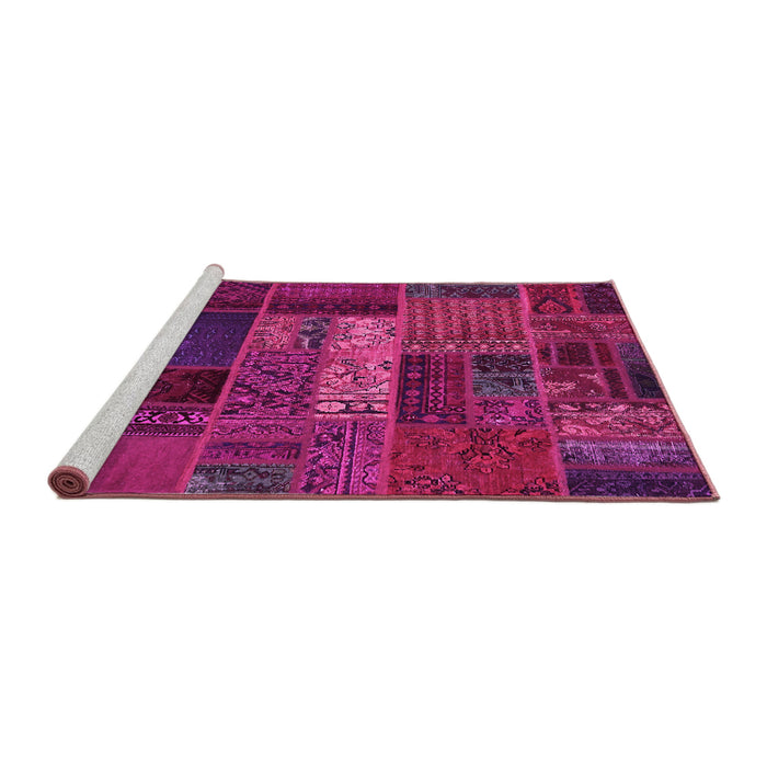 Sideview of Machine Washable Oriental Pink Modern Rug, wshabs5652pnk