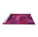 Sideview of Machine Washable Oriental Pink Modern Rug, wshabs5652pnk