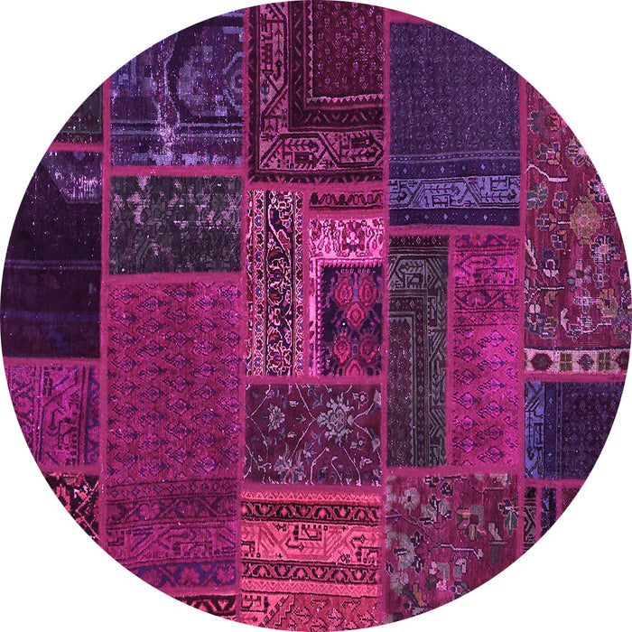 Round Oriental Pink Modern Rug, abs5653pnk