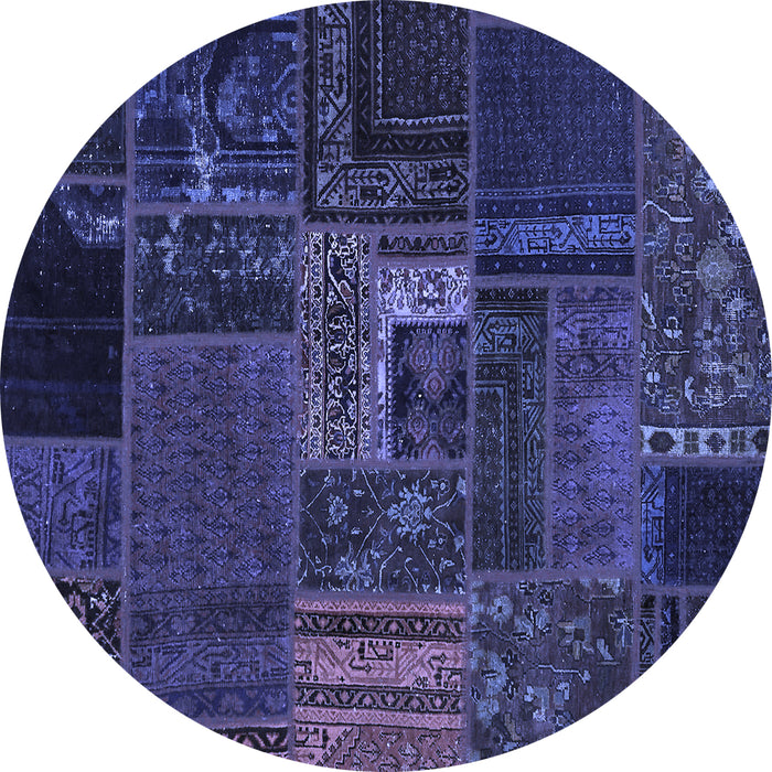 Round Machine Washable Oriental Blue Modern Rug, wshabs5653blu