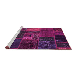 Sideview of Machine Washable Oriental Pink Modern Rug, wshabs5653pnk