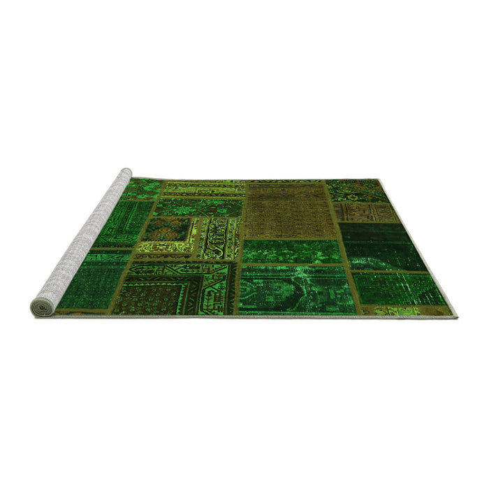 Sideview of Machine Washable Oriental Green Modern Area Rugs, wshabs5653grn