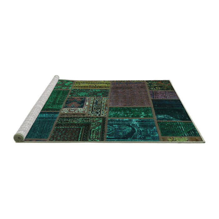 Sideview of Machine Washable Oriental Turquoise Modern Area Rugs, wshabs5653turq