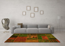 Machine Washable Oriental Yellow Modern Rug in a Living Room, wshabs5653yw