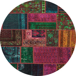 Round Machine Washable Abstract Coffee Brown Rug, wshabs5653