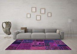 Machine Washable Oriental Purple Modern Area Rugs in a Living Room, wshabs5653pur